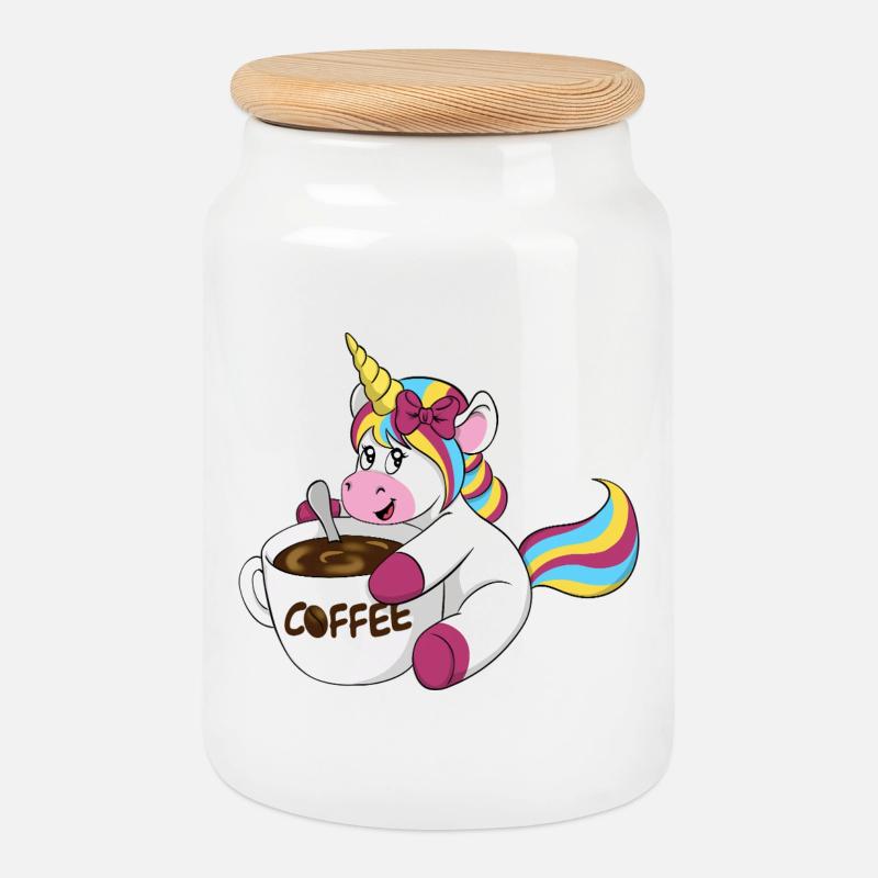 Kaffee Einhorn - Keksdose mit Holzdeckel - Weiß