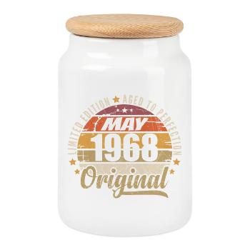 Vintage Design Mai 1968 Limitierte Edition Mai 1968 - Keksdose mit Holzdeckel - Weiß - Vorne