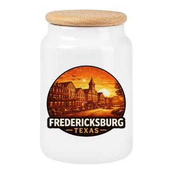 Ligne d’horizon du coucher de soleil à Fredericksburg, Texas - Boîte à biscuits avec couvercle en bois - blanc - Devant