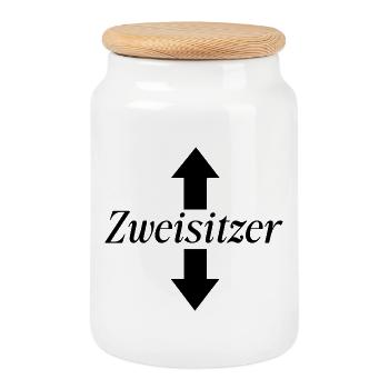 ZWEISITZER Shirt | Funny Minimalist Arrow Meme Tee - Keksdose mit Holzdeckel - Weiß - Vorne