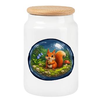 Écureuil de conte de fées dans une boule de verre - Boîte à biscuits avec couvercle en bois - blanc - Devant