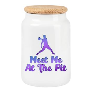 Meet Me At The Pit Basketball Tee - Cookie Jar with Wooden Lid - white - Front