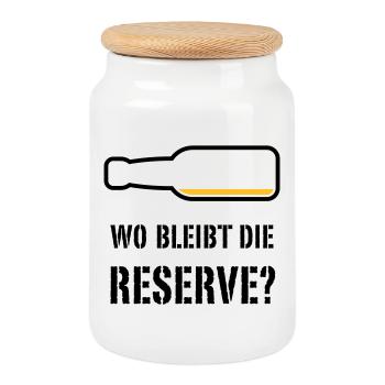 Wo Bleibt Die Reserve? (Bier / Bierchen / POS 2C) - Keksdose mit Holzdeckel - Weiß - Vorne