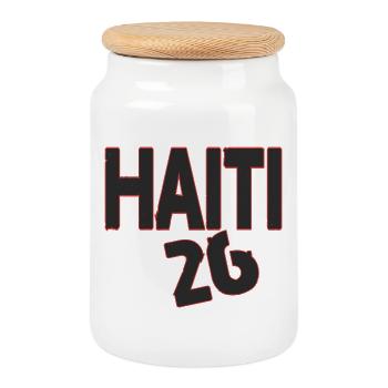 Bonne Journée du drapeau haïtien - Boîte à biscuits avec couvercle en bois - blanc - Devant