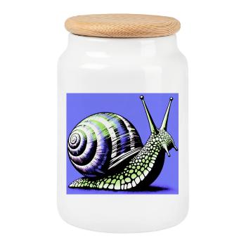 Snail - Cookie Jar with Wooden Lid - white - Front