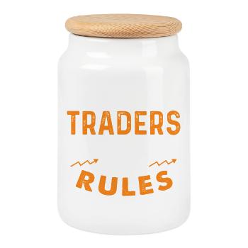 5 commerçants sur 4 enfreignent les règles de l’humour du trading - Boîte à biscuits avec couvercle en bois - blanc - Devant