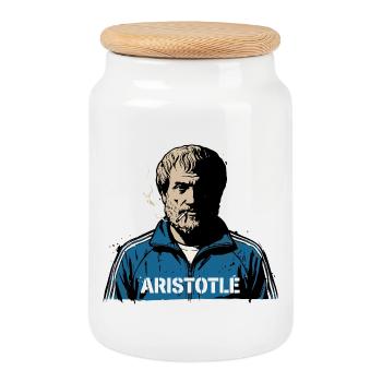 Aristoteles' Straßenkluges Porträt - Keksdose mit Holzdeckel - Weiß - Vorne
