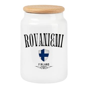 Souvenir Rovaniemi, design élégant Rovaniemi - Boîte à biscuits avec couvercle en bois - blanc - Devant