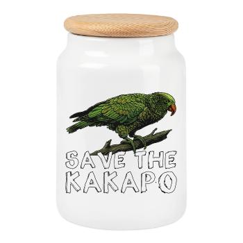 Rettet den Kakapo Neuseeland - Keksdose mit Holzdeckel - Weiß - Vorne
