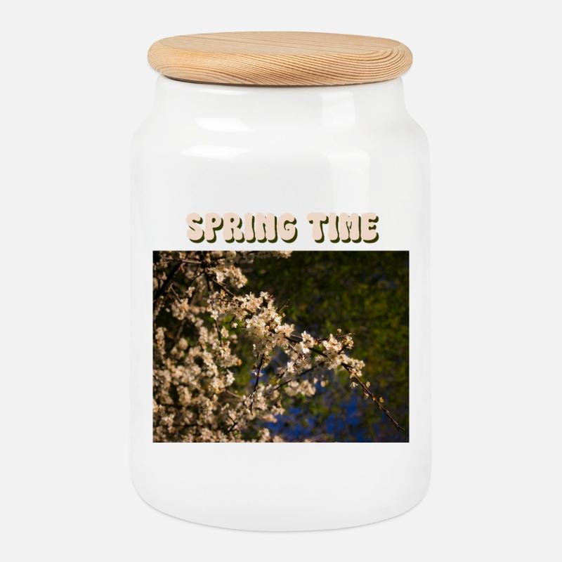 Spring Time - Keksdose mit Holzdeckel - Weiß
