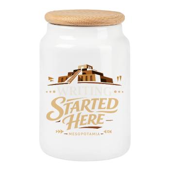 Mésopotamie ancienne, Sumérien - Boîte à biscuits avec couvercle en bois - blanc - Devant