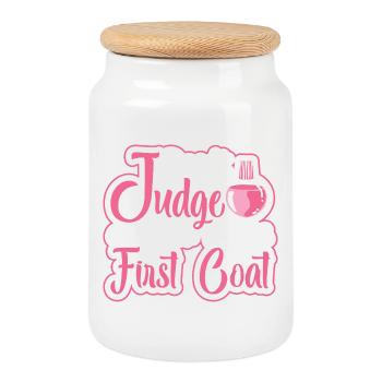 Nail Designer Nail Designer Cosmetics Nail Salon - Cookie Jar with Wooden Lid - white - Front