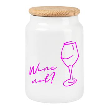 Du vin au lieu de Non, pas de vin, cadeau pour les connaisseurs ! - Boîte à biscuits avec couvercle en bois - blanc - Devant