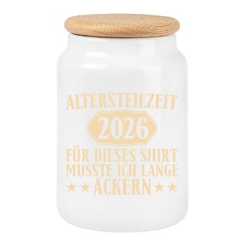 Altersteilzeit 2026 – Lange geackert Frührente - Keksdose mit Holzdeckel - Weiß - Vorne