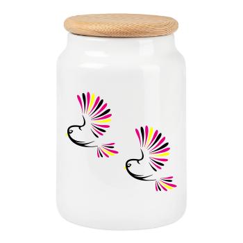 Vogel Bird - Boîte à biscuits avec couvercle en bois - blanc - Devant