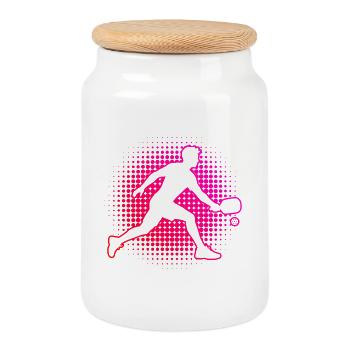 Pickleball Trainer für Pickleballspielerinnen Fans - Keksdose mit Holzdeckel - Weiß - Vorne