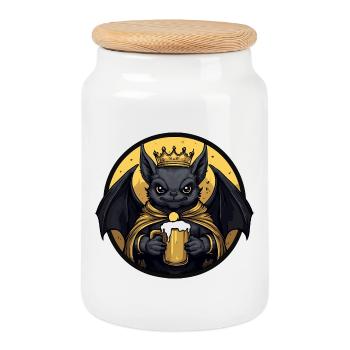 Bat Beer Drôle - Boîte à biscuits avec couvercle en bois - blanc - Devant