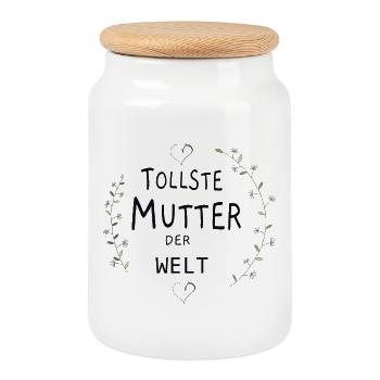 Tollste Mutter der Welt - Keksdose mit Holzdeckel - Weiß - Vorne