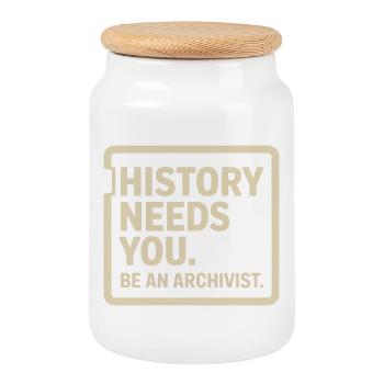 L’histoire a besoin de vous : soyez archiviste - Boîte à biscuits avec couvercle en bois - blanc - Devant