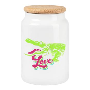 Crocodile Hunting - Cookie Jar with Wooden Lid - white - Front