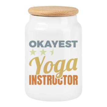 Professeur de yoga drôle - Boîte à biscuits avec couvercle en bois - blanc - Devant