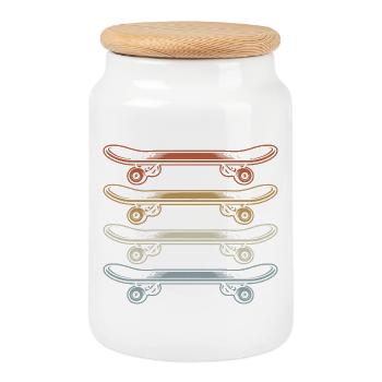 Skateboard | Skater | Skateboarder Geschenk - Keksdose mit Holzdeckel - Weiß - Vorne