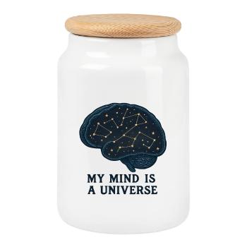 Mein Verstand als Universum - Keksdose mit Holzdeckel - Weiß - Vorne