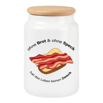 Ohne Brot und Ohne Speck - Keksdose mit Holzdeckel - Weiß - Vorne