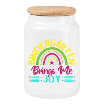 Pre K Teacher Brings Me Joy Kindergarten Teacher - Keksdose mit Holzdeckel - Weiß - Vorne