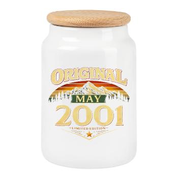 25. Geburtstag Geschenk Original Mai 2001 - Keksdose mit Holzdeckel - Weiß - Vorne