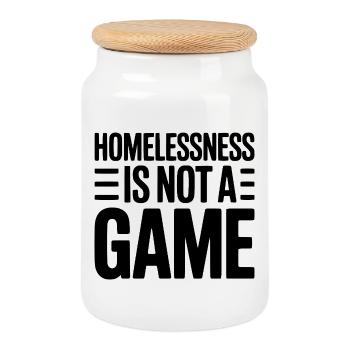 Le sans-abrisme n’est pas un jeu - Boîte à biscuits avec couvercle en bois - blanc - Devant
