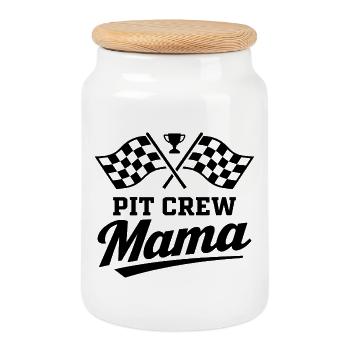 Pit Crew Mama Motorsport Racing Design - Cookie Jar with Wooden Lid - white - Front