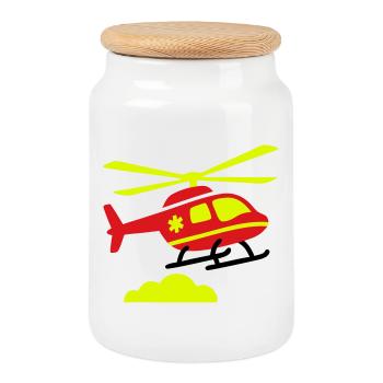 Rettungshubschrauber Notarzt - Keksdose mit Holzdeckel - Weiß - Vorne