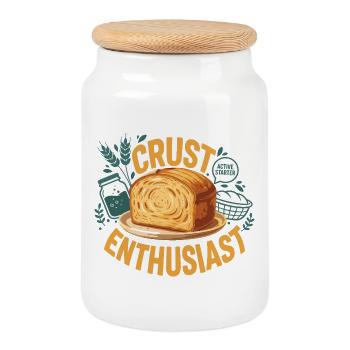 Ère des passionnés de pâte au pain au levain - Boîte à biscuits avec couvercle en bois - blanc - Devant