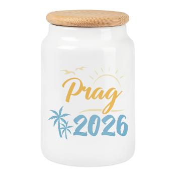 Prag 2026 - Keksdose mit Holzdeckel - Weiß - Vorne