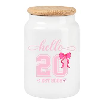 Hello 20 Est 2006 Women's Birthday Design - Cookie Jar with Wooden Lid - white - Front
