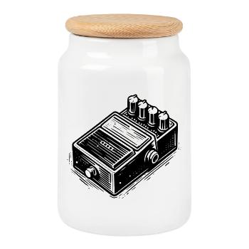 Musique de guitare vintage : design rétro - Boîte à biscuits avec couvercle en bois - blanc - Devant
