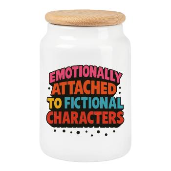 Emotionally Attached to Fictional Characters - Cookie Jar with Wooden Lid - white - Front