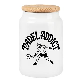 padel player - Cookie Jar with Wooden Lid - white - Front