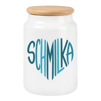 Schmilka Herzschrift Logo - Keksdose mit Holzdeckel - Weiß - Vorne