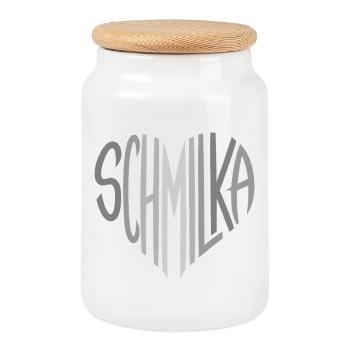 Schmilka Heart Font Logo - Cookie Jar with Wooden Lid - white - Front