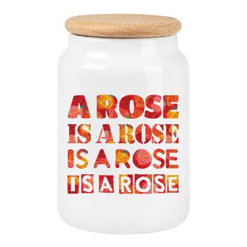 Rose est une rose est une rose est une rose - Boîte à biscuits avec couvercle en bois - blanc - Devant