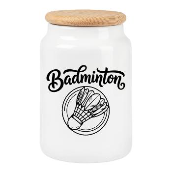 Badminton - Keksdose mit Holzdeckel - Weiß - Vorne