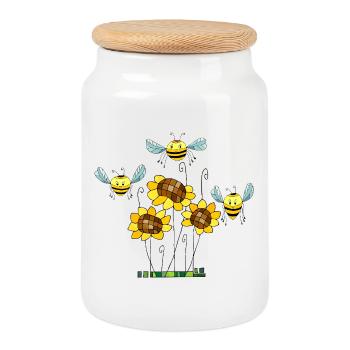 Insects - Cookie Jar with Wooden Lid - white - Front