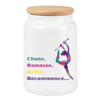 Chute-_Ramasse-_Recommence-- - Boîte à biscuits avec couvercle en bois - blanc - Devant