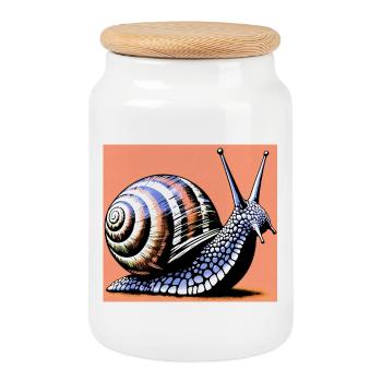 Snail - Cookie Jar with Wooden Lid - white - Front