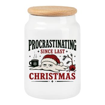 Je procrastine depuis Noël dernier - Boîte à biscuits avec couvercle en bois - blanc - Devant