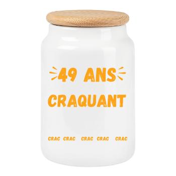 49 Ans Toujours Aussi Craquant Humour Crac - Boîte à biscuits avec couvercle en bois - blanc - Devant
