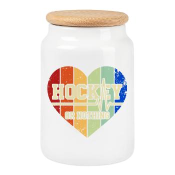 Eishockey Herzschlag Retro Herz Vintage Spruch - Cookie Jar with Wooden Lid - white - Front