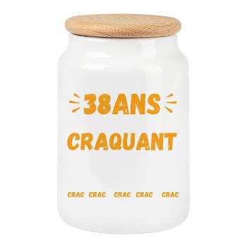 38 Ans Toujours Aussi Craquant Humour Crac - Boîte à biscuits avec couvercle en bois - blanc - Devant